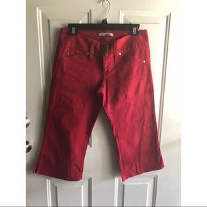 Red Denim Capris